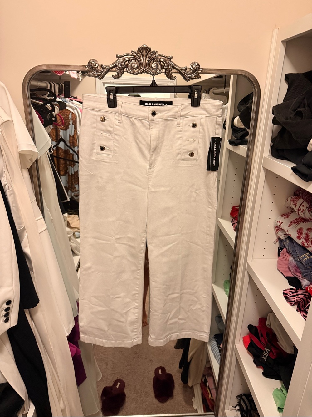Karl Lagerfeld Cropped White Jeans size 12